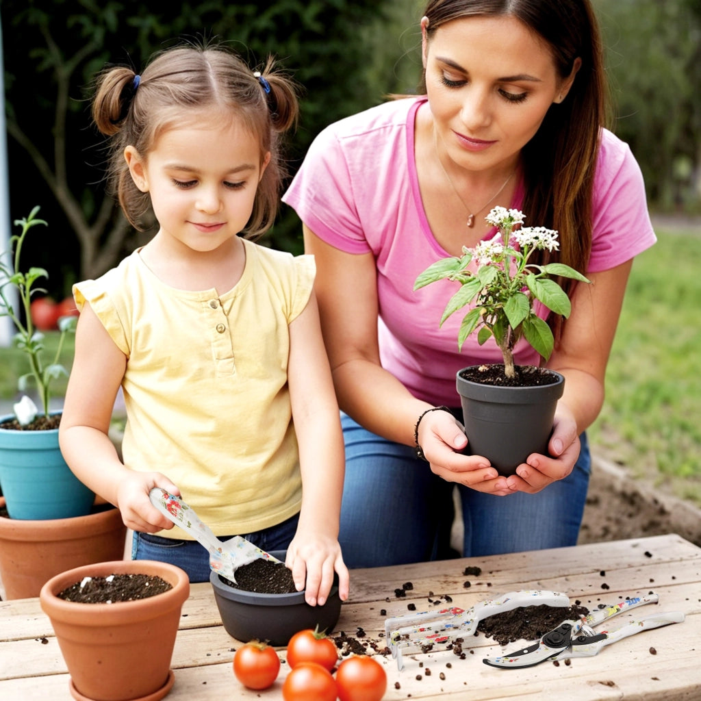Set attrezzi da giardino 3 pezzi ¨C Xylo ¨C alluminio con forbici, paletta, rastrello