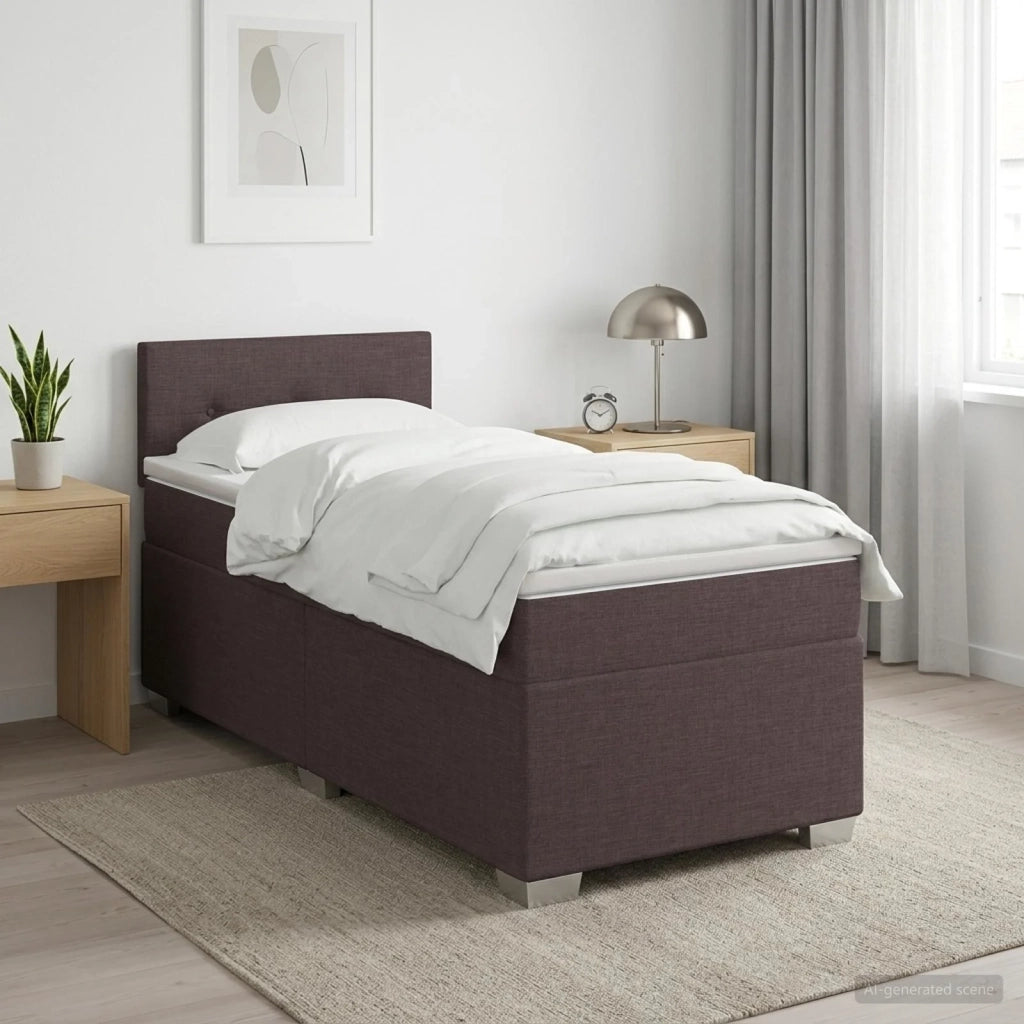 Letto con Box Spring, Materasso e LED Marrone Scuro 90 x 200 cm 3451857