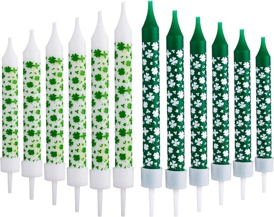 Decorazioni per St. Patrick's Day 12 pezzi - Candelabri verde - Decorazione Klavertje Vier - Regalo per Festa - Decorazione per Festa e Cenone - Verde e Bianco