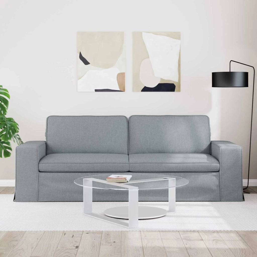 Divano Grigio chiaro 222 x 80 x 82 cm Tessuto