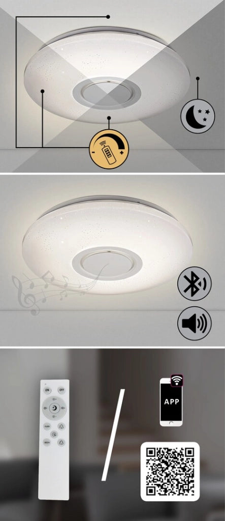 Plafoniera LED RGB 40cm 24W con speaker WiFi Rabalux