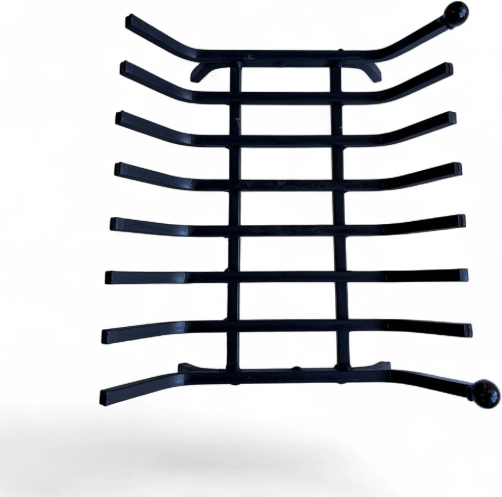Brucialegna per Camino in Ferro, Porta legna Nero, Struttura 40x35x16 cm, Sezione 12 mm, con Sfere Verniciate, Made in Italy