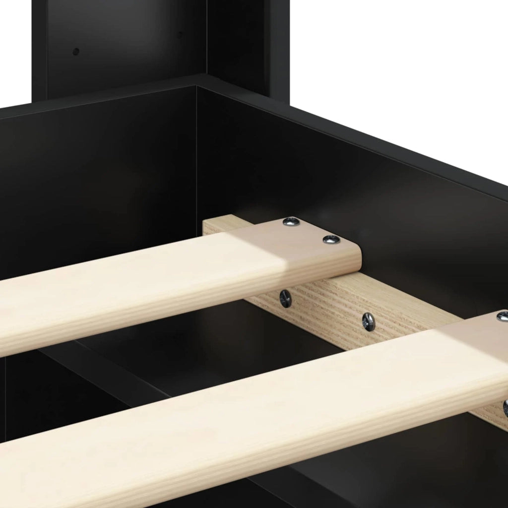 Struttura del letto con stoccaggio e testata Nero 100 x 200 cm 3414244
