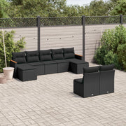 Set Divani da Giardino 9 pz con Cuscini Nero in Polyrattan 3226370