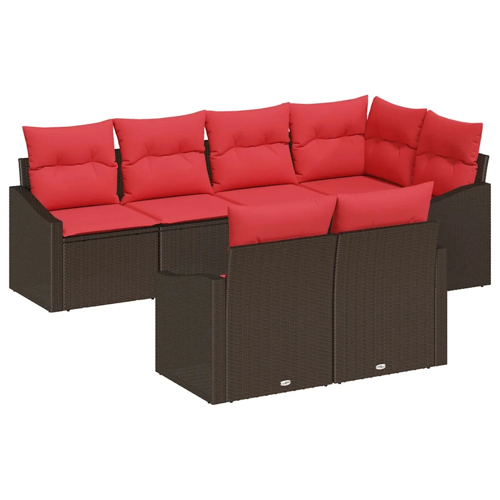 Set di divani 7 pz Marrone polyrattan 3346764