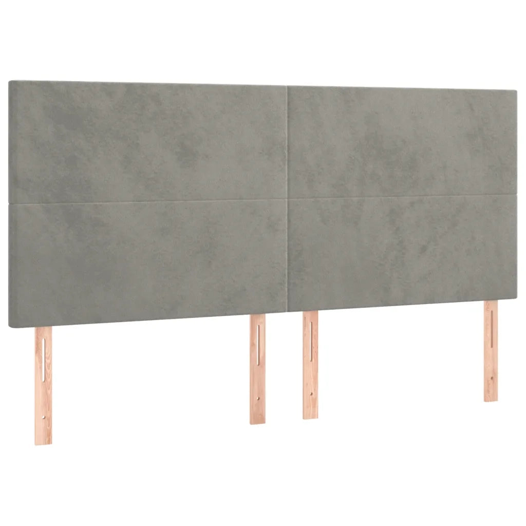 Testiera | Testata Grigio Chiaro 200x5x118/128 cm Velluto