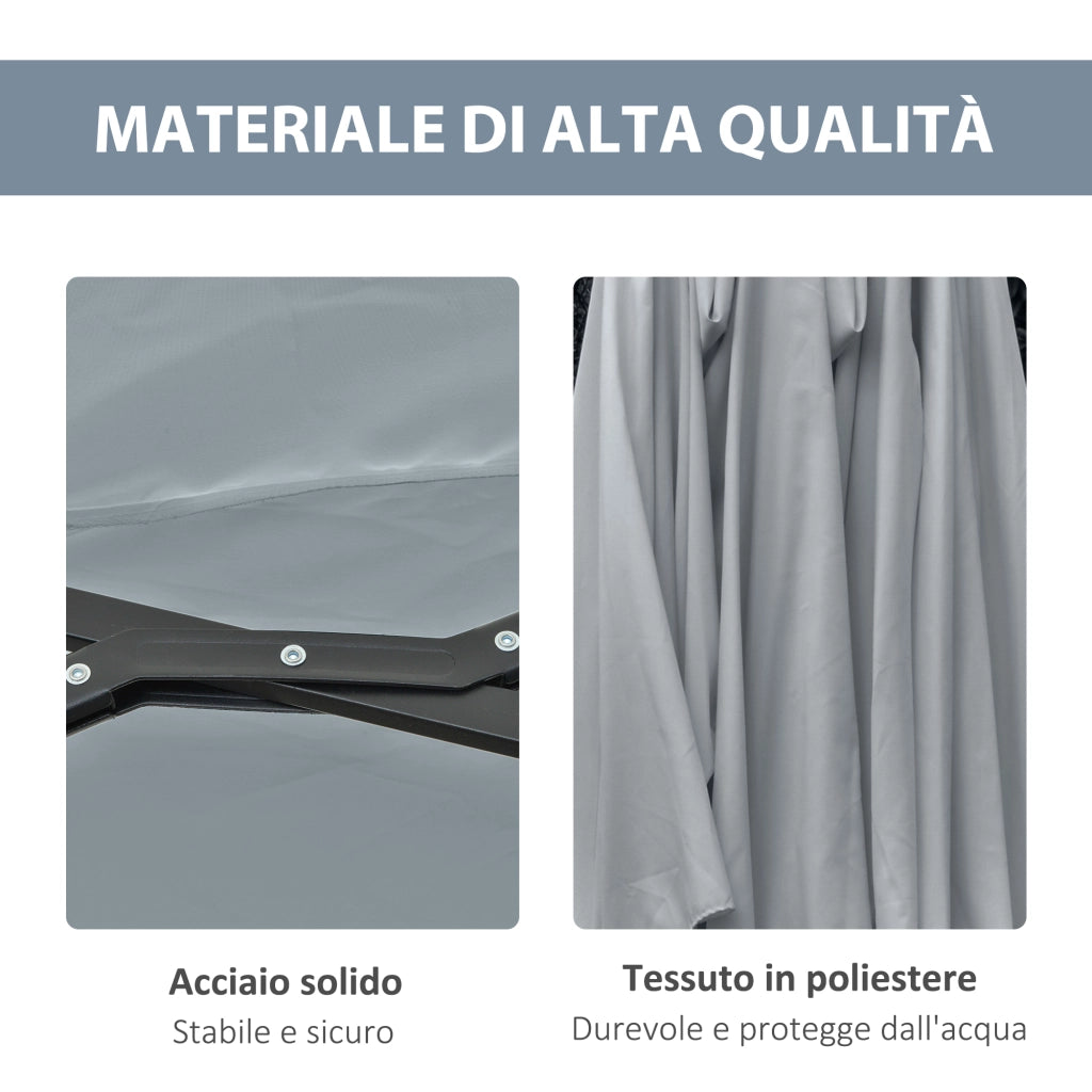 Ombrellone da Giardino Doppio con Luci LED ¨C Minimal ¨C Grigio Chiaro 4.5m
