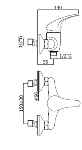 Miscelatore Esterno per Doccia Cromato serie PEGASO
