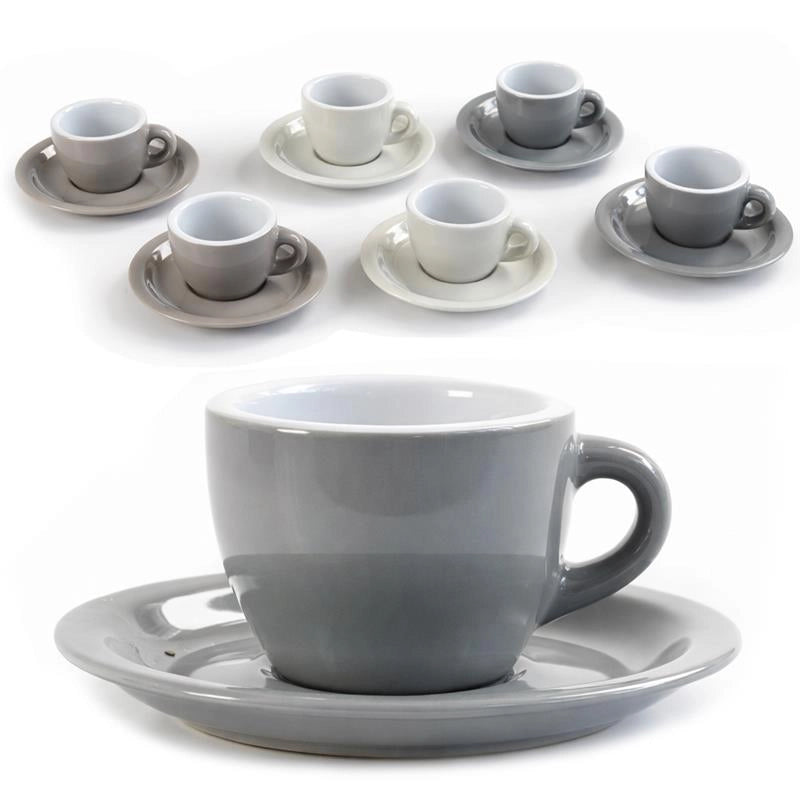 SET 12 TAZZINE DA CAFFE 85CC CON PIATTINO ASSORTITO