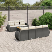 Set Divani da Giardino con Cuscini 8 pz Nero in Polyrattan 3224908
