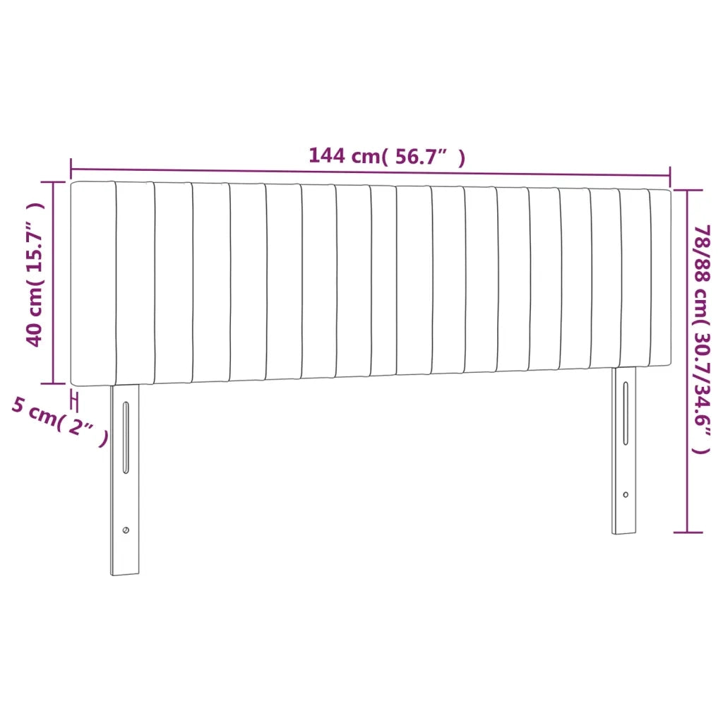Testiera Nera 144x5x78/88 cm in Velluto 346252
