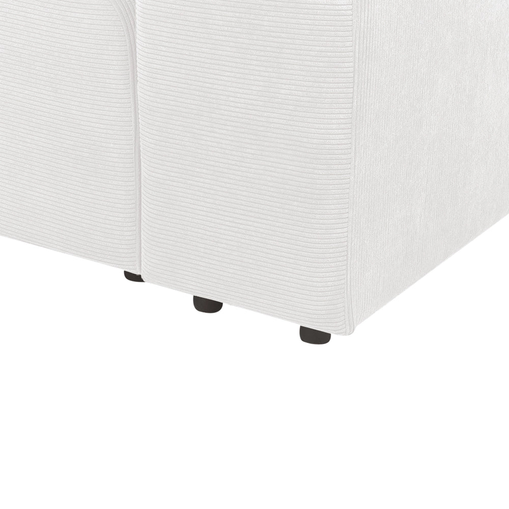 Divano componibile a 2 posti rivestito con velluto bianco stile moderno