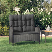Panca Reclinabile da Giardino con Cuscini-Sgabello-Sedia da esterno 107cm Polyrattan Nera