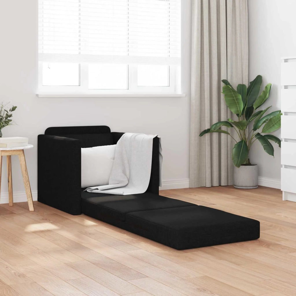 Divano letto | Sof¨¤ letto | Letto singolo Nero 74 x 77 x 81 cm Tessuto