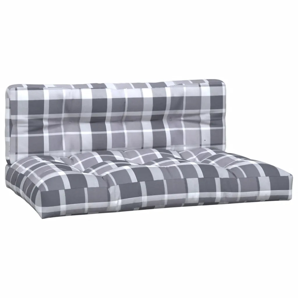 Cuscini per Pallet 2 pz Grigi a Quadri in Tessuto 360747