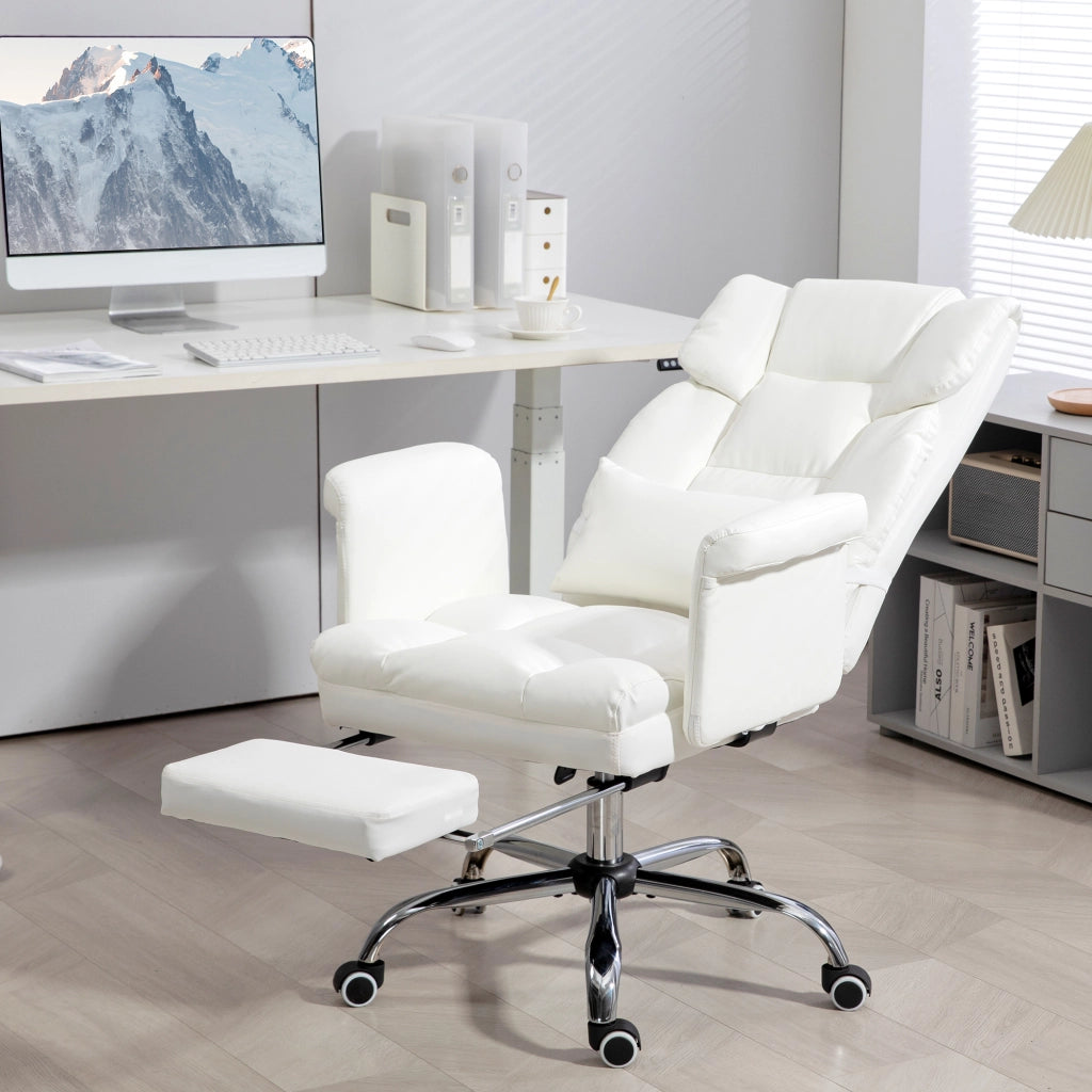 Sedia da Ufficio Ergonomica ¨C zephmum ¨C Bianco, Schienale Regolabile, Altezza 48-56 cm