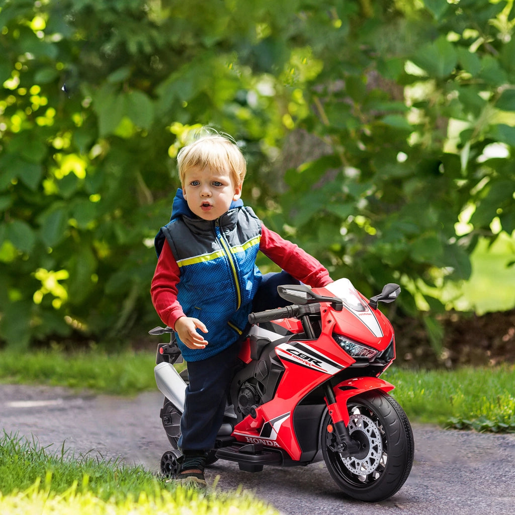 Moto Elettrica Bambini Honda 3-5 Anni ¨C Xylo ¨C Rosso con Fari Clacson Musica Ruote 90x44x52cm