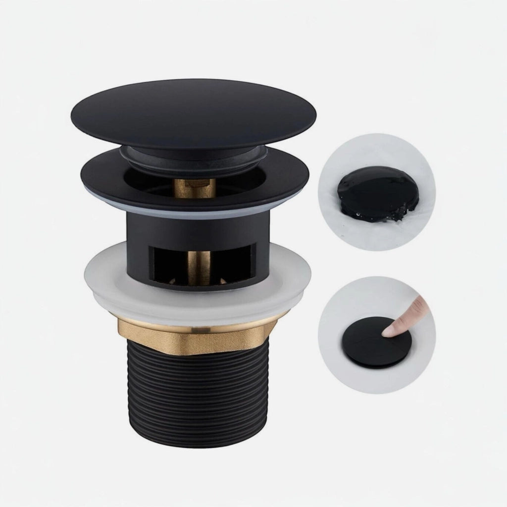 Piletta scarico click clack universale 1/4" Nera tappo lavabo lavello 59606