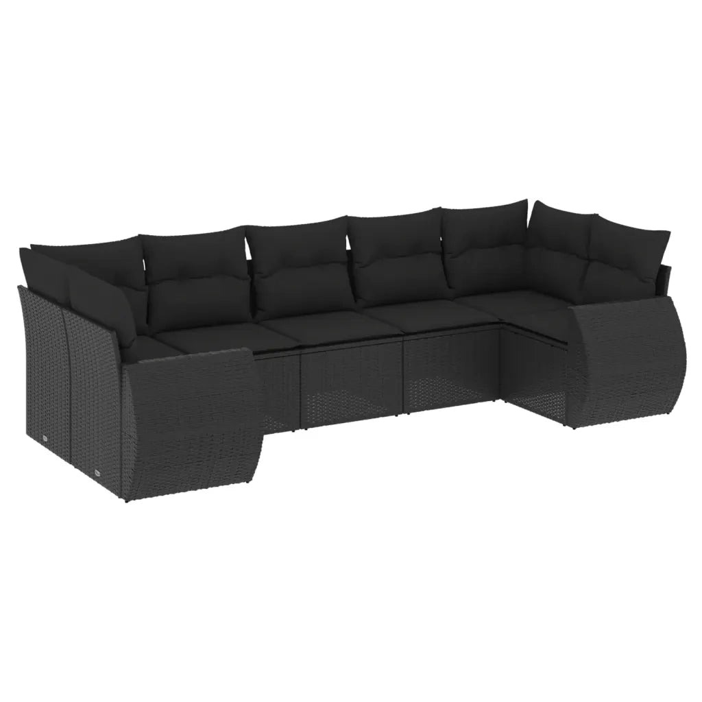 Set Divani da Giardino con Cuscini 7pz Nero Polyrattan 3254122
