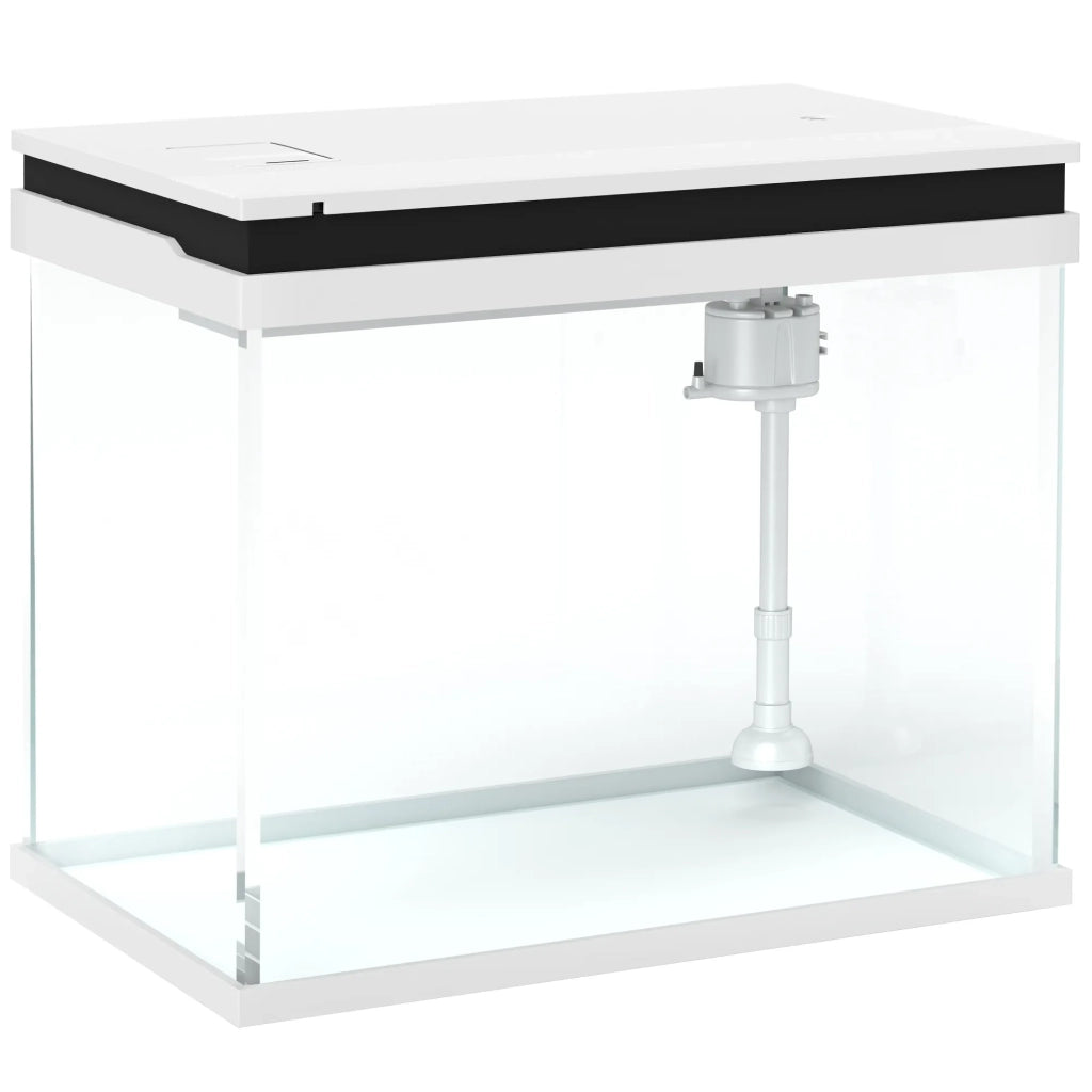 Acquario in vetro 41 litri bianco con sistema di filtraggio, luci LED e pompa dell'acqua, compatto per varie specie di pesci