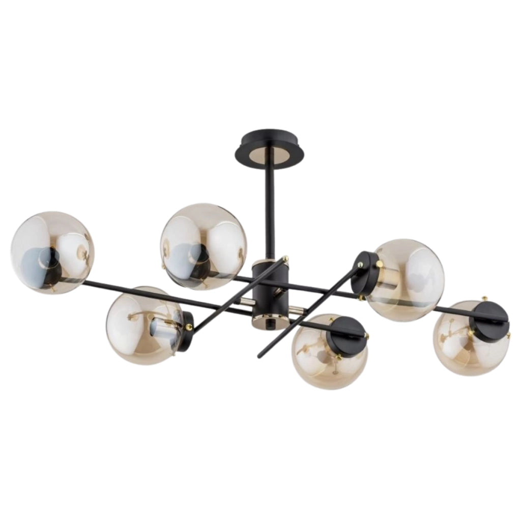Lampada a sospensione Alfa Deryl 6 luci E14 nero oro