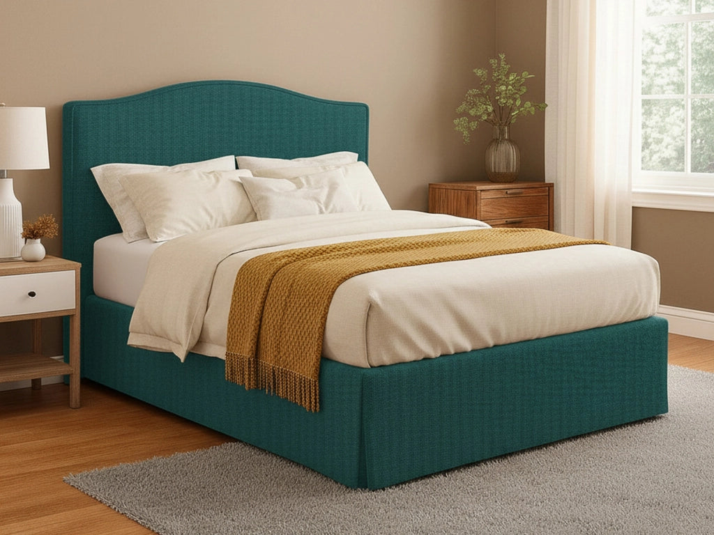 Runcorn, Letto Piazza e Mezza Sfoderabile Made in Italy, Verde Petrolio
