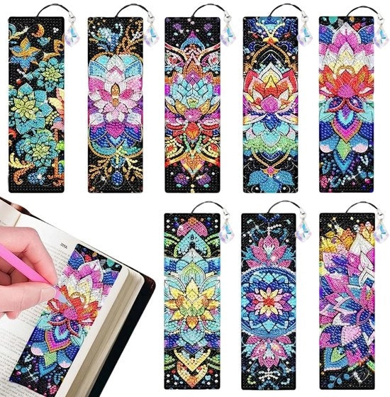 8 pezzi di Diamond Painting per libri, set di mandala, cartellini, pittura con diamanti, cartellini, attività manuali, libretti, fai da te, per studenti, laurea, compleanno