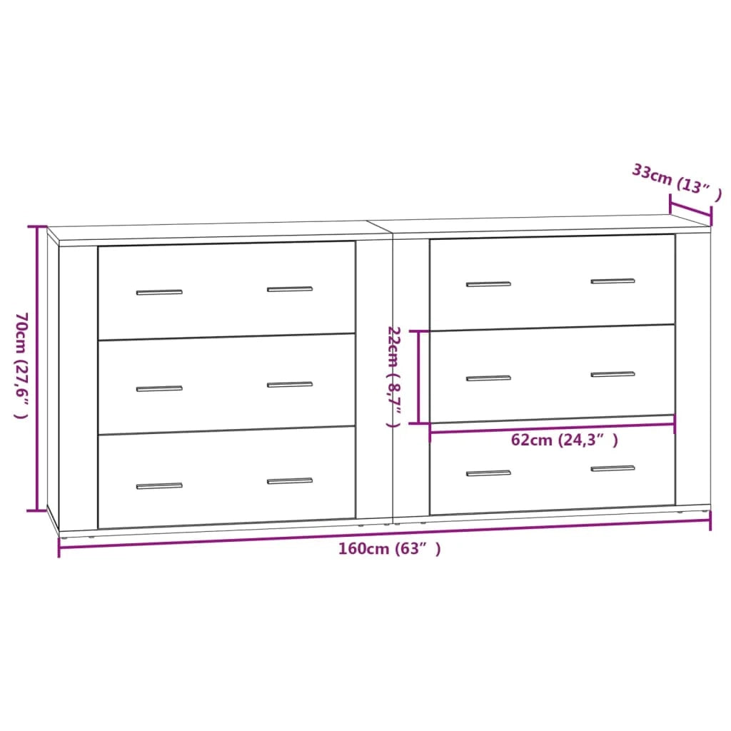 Buffet credenza cassettiera armadio mobile contenitore organizer cucina soggiorno salotti set di 2 legno ingegnerizzato marrone 02_0036753