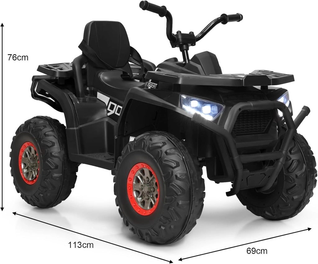 12 V Quad Elettrico per Bambini, Auto Elettrica Cavalcabile con Luci LED e Musica, Velocità fino a 8 km/h, per Bambini 3+ anni