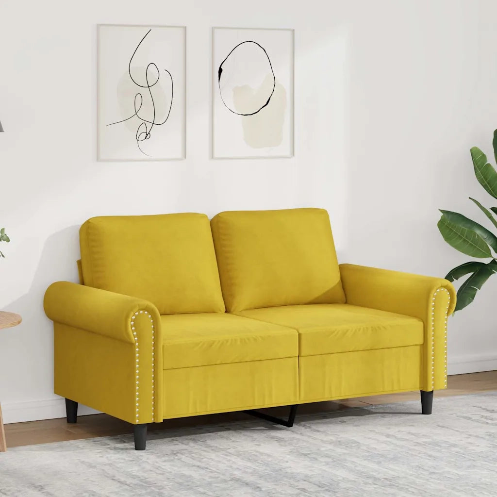 Divano a 2 Posti giallo 120 cm in Velluto 359525