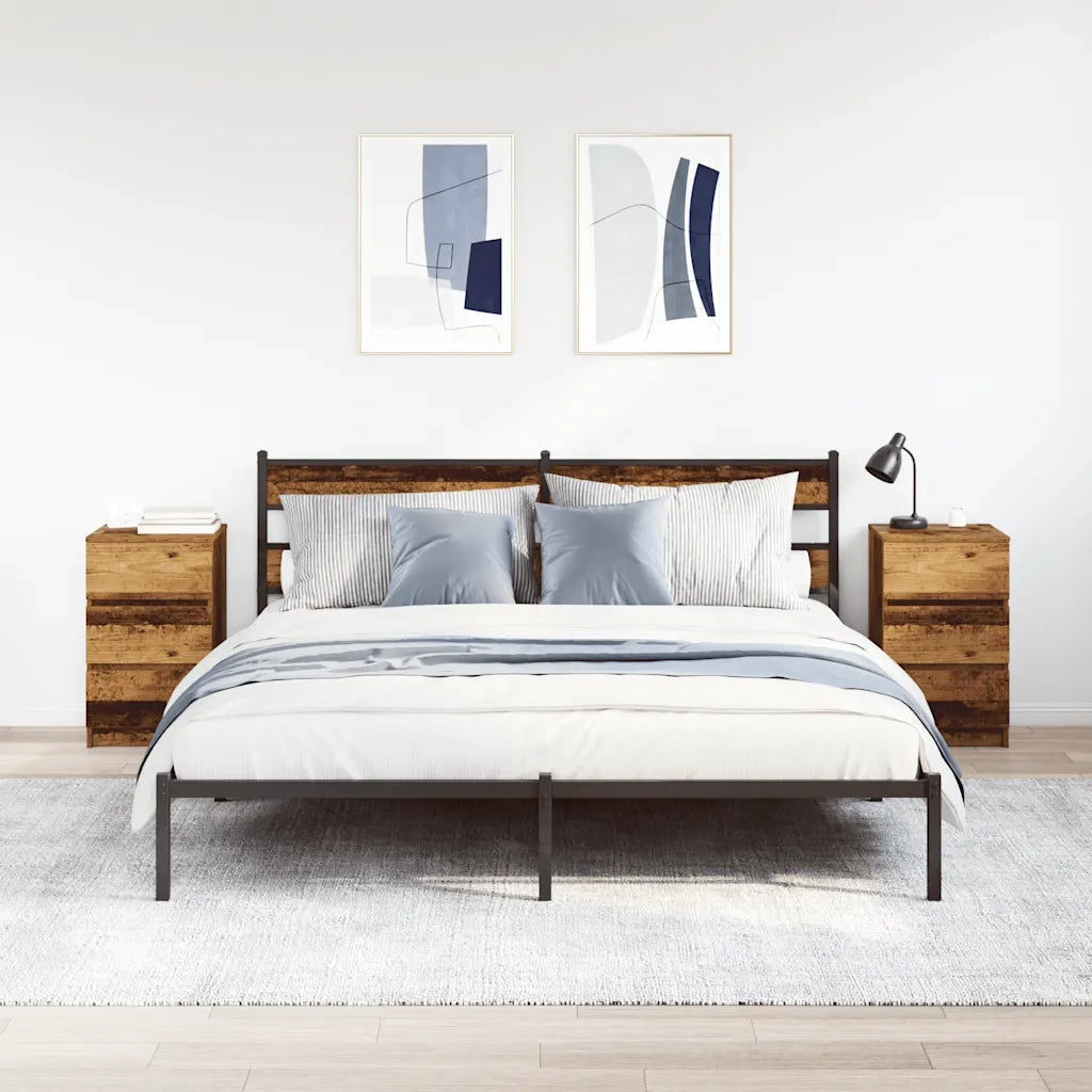 Set di 2 Comodini | Armadio da Notte | Mobiletto da notte con 3 Cassetti Legno Antico 39x35x65 cm