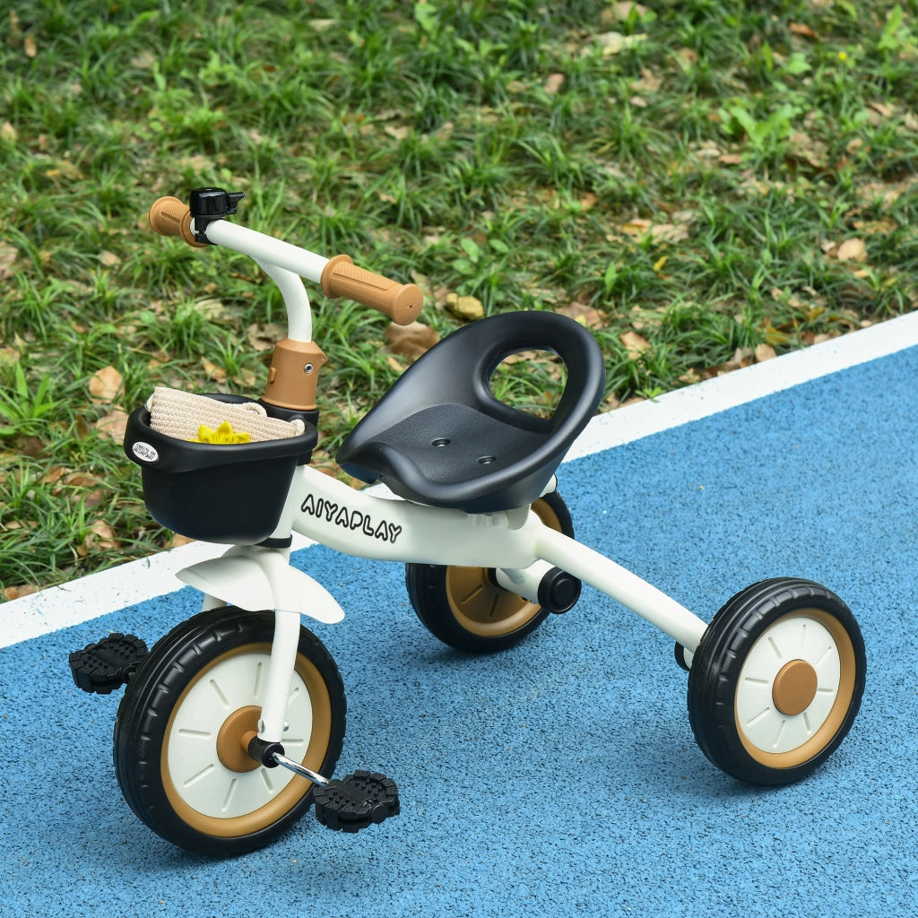 Triciclo per bambini 2-5 anni ¨C Xylo ¨C con cestino, campanello, sedile regolabile, telaio in metallo, bianco