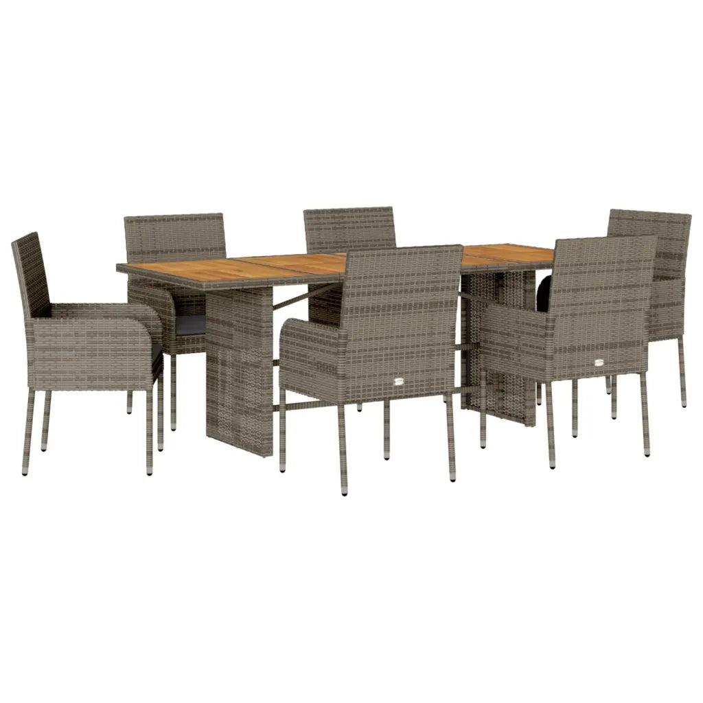 Set da Pranzo da Giardino 7 pz con Cuscini in Polyrattan Grigio 3213512