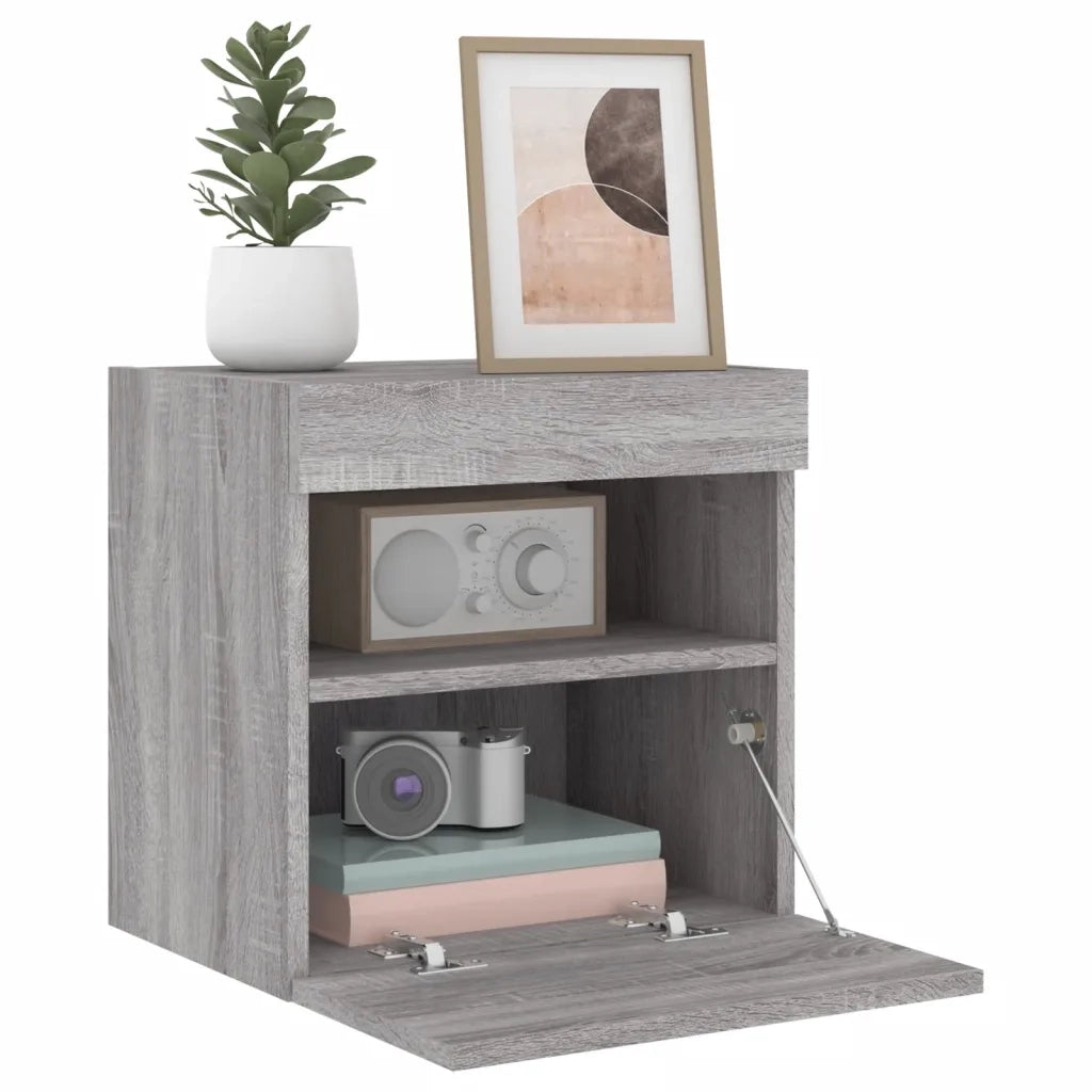 Mobile TV a Parete | Armadietto TV | Mobile Porta TV con Luci LED Grigio Sonoma 40x30x40 cm