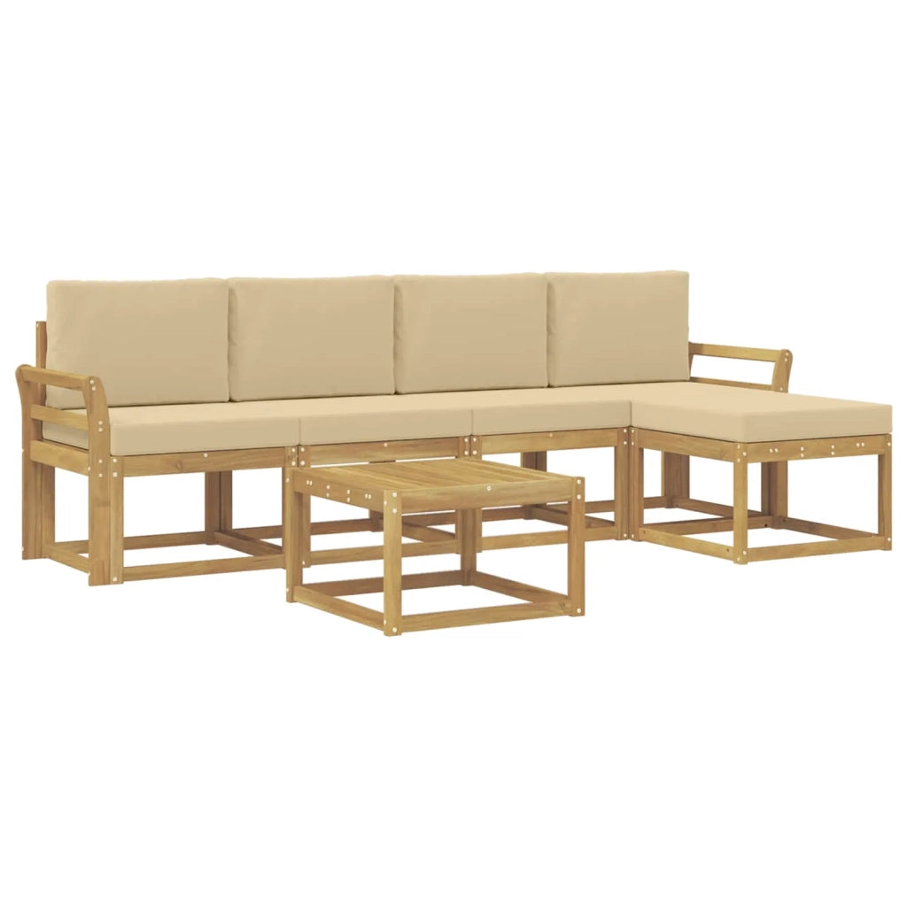Set di divani da esterno con cuscino 6 pcs Bianco e Beige 3387527