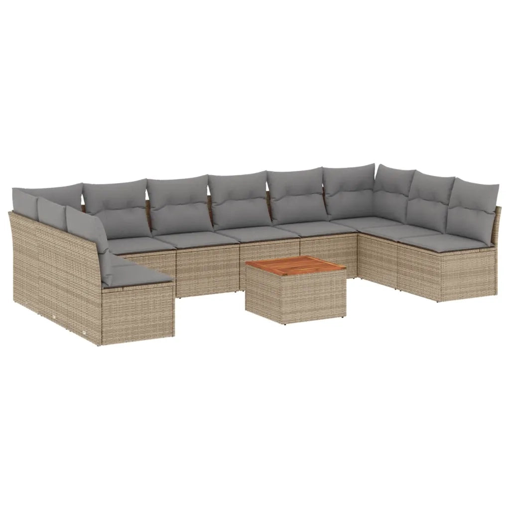 Set Divano da Giardino 11 pz con Cuscini Beige Misto Polyrattan 3256129