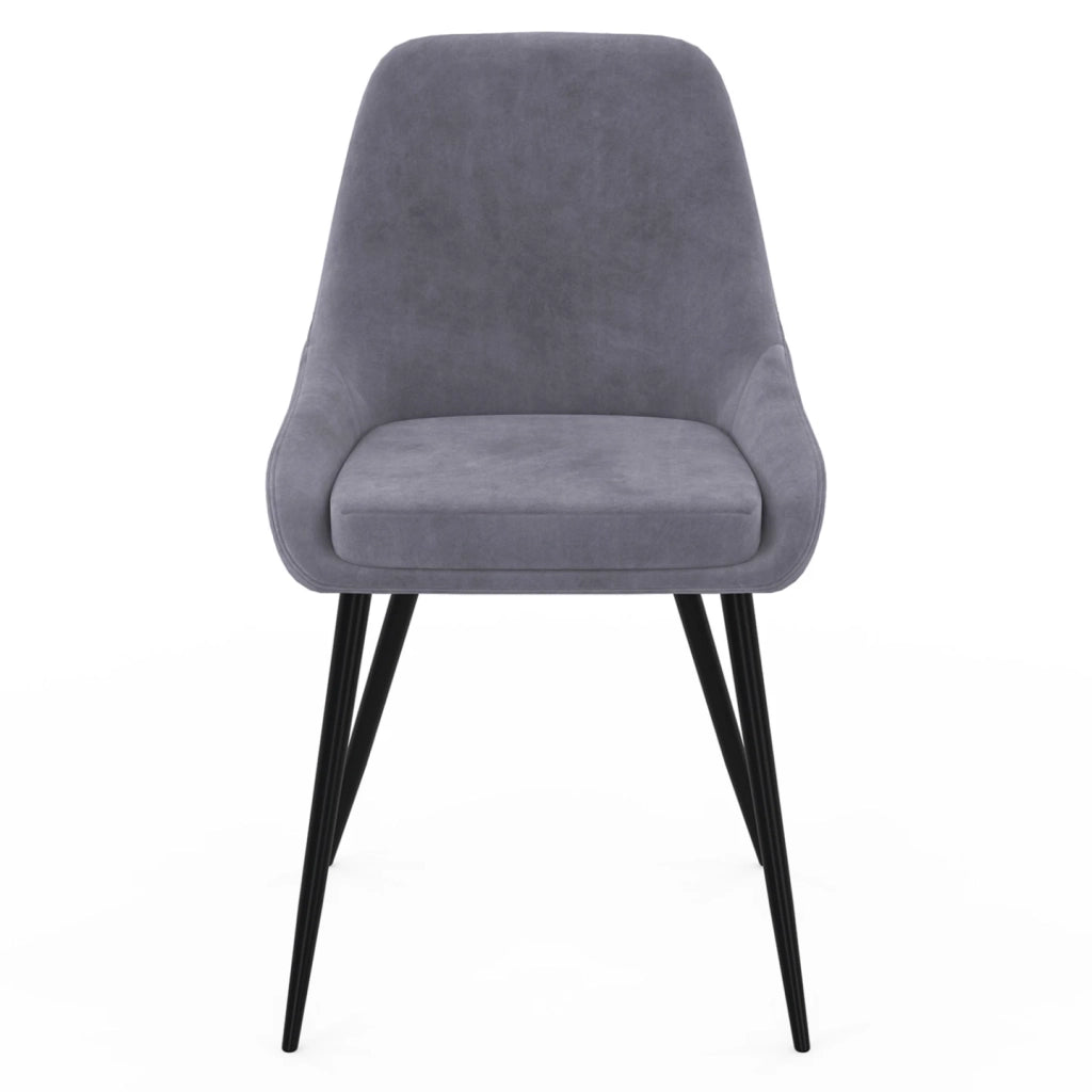IDMarket - Set di 4 sedie THALYA in velluto grigio chiaro con braccioli