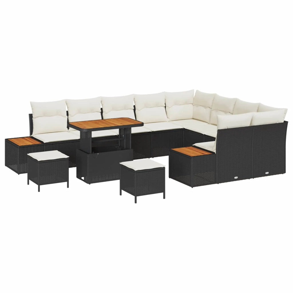 Set Divano da Giardino con cuscino 12 pcs Nero e Crema 3363345