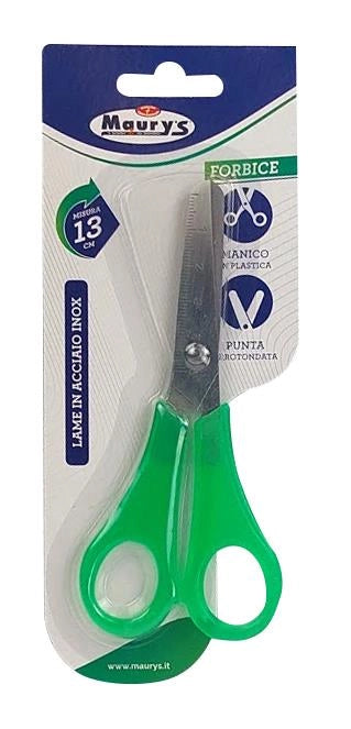 FORBICE BICOLOR CON PUNTA ARROTONDATA 13 CM CON MANICO IN PLASTICA