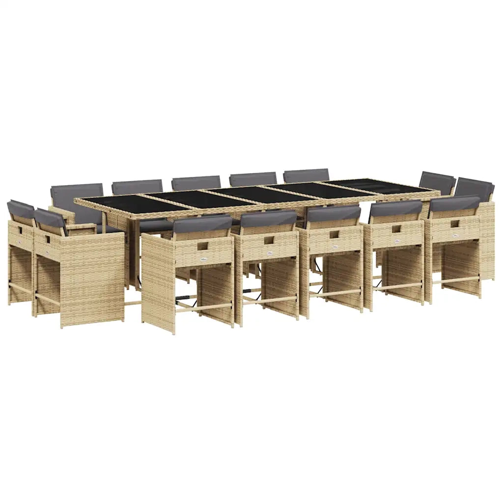 Set Pranzo da Giardino 15 pz con Cuscini Beige Misto Polyrattan 3211236