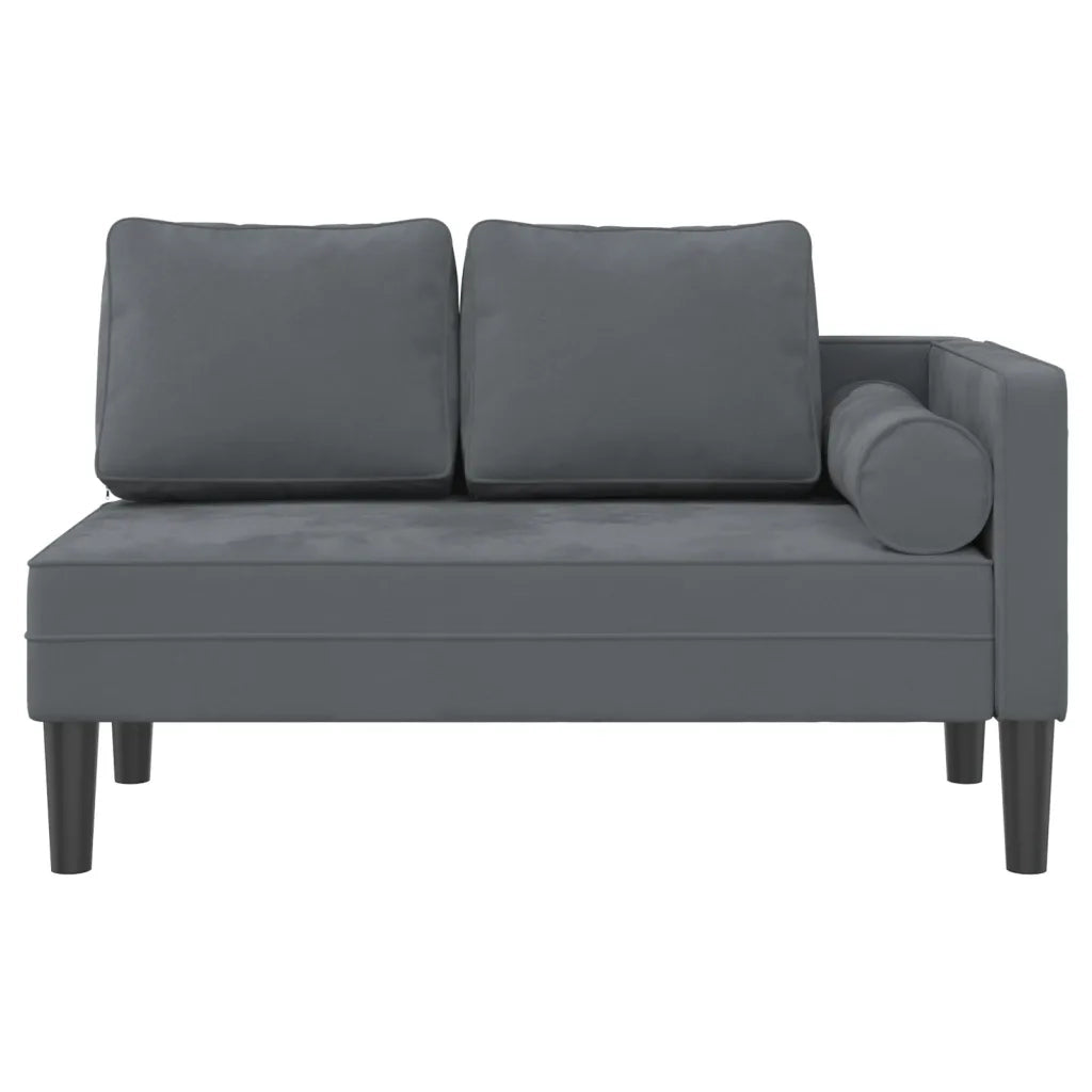 Chaise Longue con Cuscini Grigio Scuro in Velluto 4007572