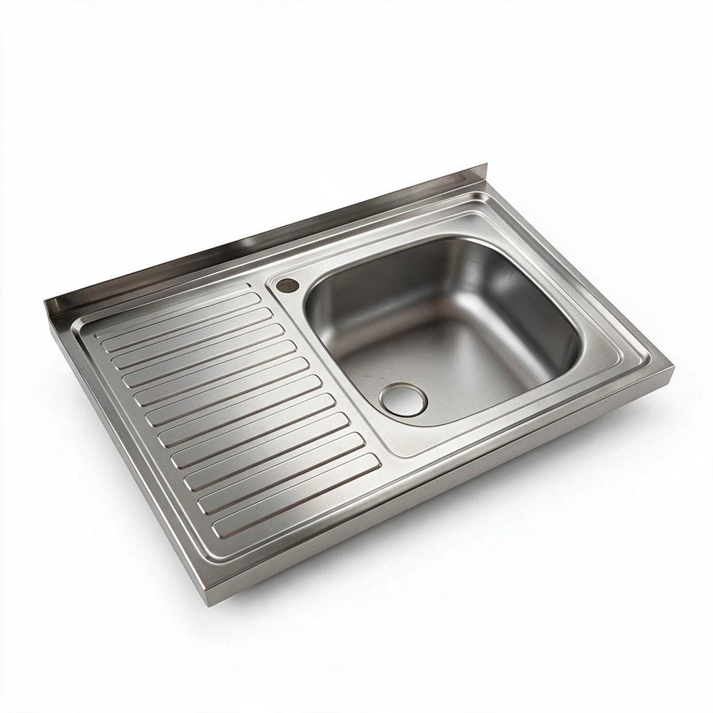 Lavello appoggio acciaio inox 80x50 cm una vasca e gocciolatoio sinistro SA216