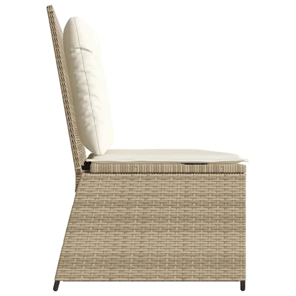 Panchina Reclinabile da Giardino | Panca da Giardino con Cuscini Beige in Polyrattan
