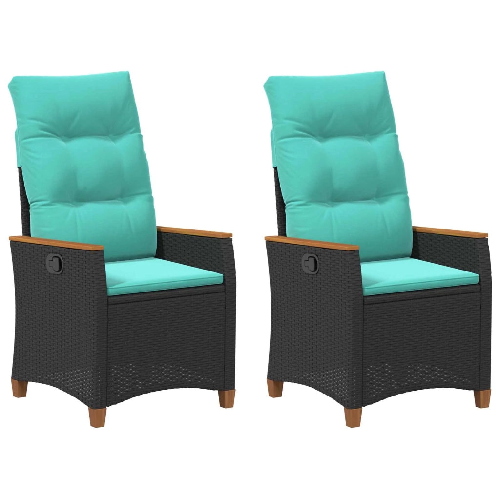 Sedia da giardino reclinabile Nero e Turchese polyrattan 42026868