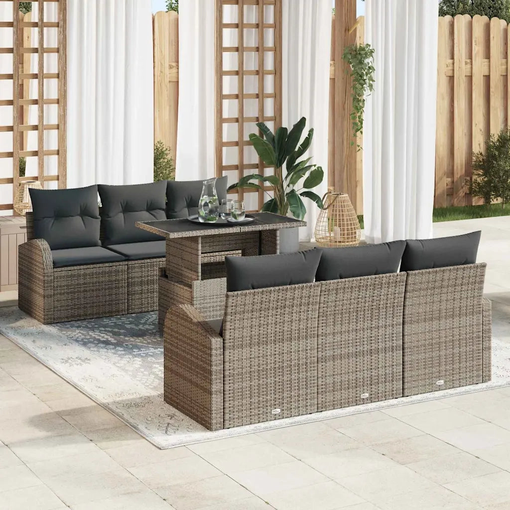 Set Divano da Giardino 7 pcs Grigio Rattan in Polipropilene 3357302
