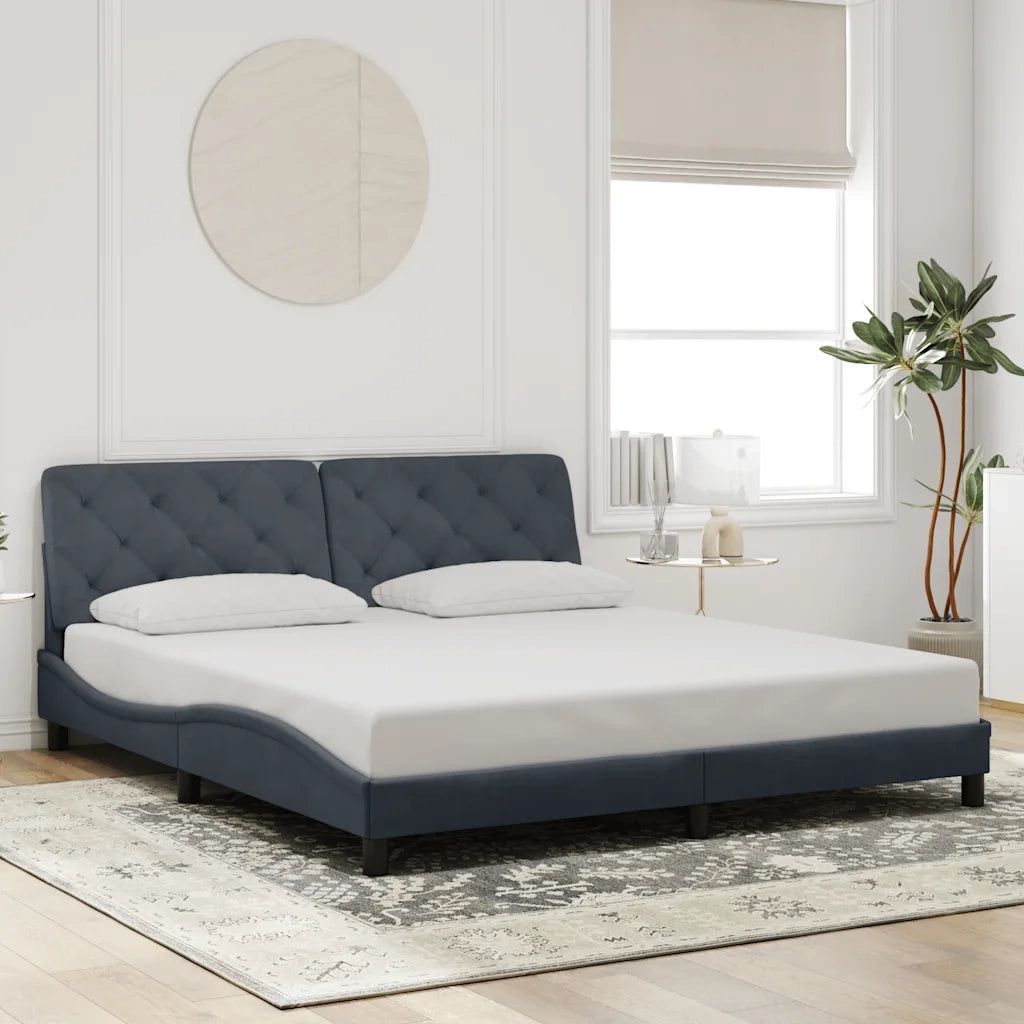 Letto matrimoniale | Letto per adulti | Giroletto senza Materasso Grigio Scuro 200x200 cm Velluto