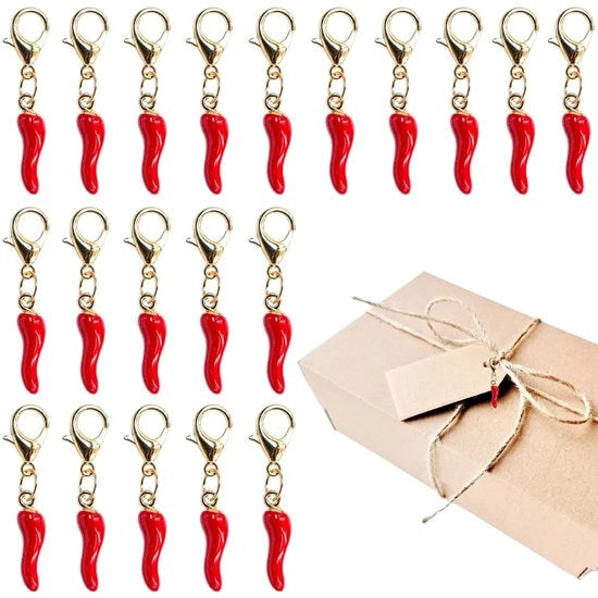 20 Hanger per Peper rosso - Portafortuna con grappino
