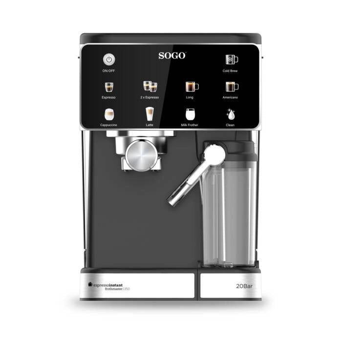 Macchina caffè espresso 4 in 1 20 bar con cappuccinatore, serbatoio 1,5L e pannello touch per capsule e macinato - Sogo