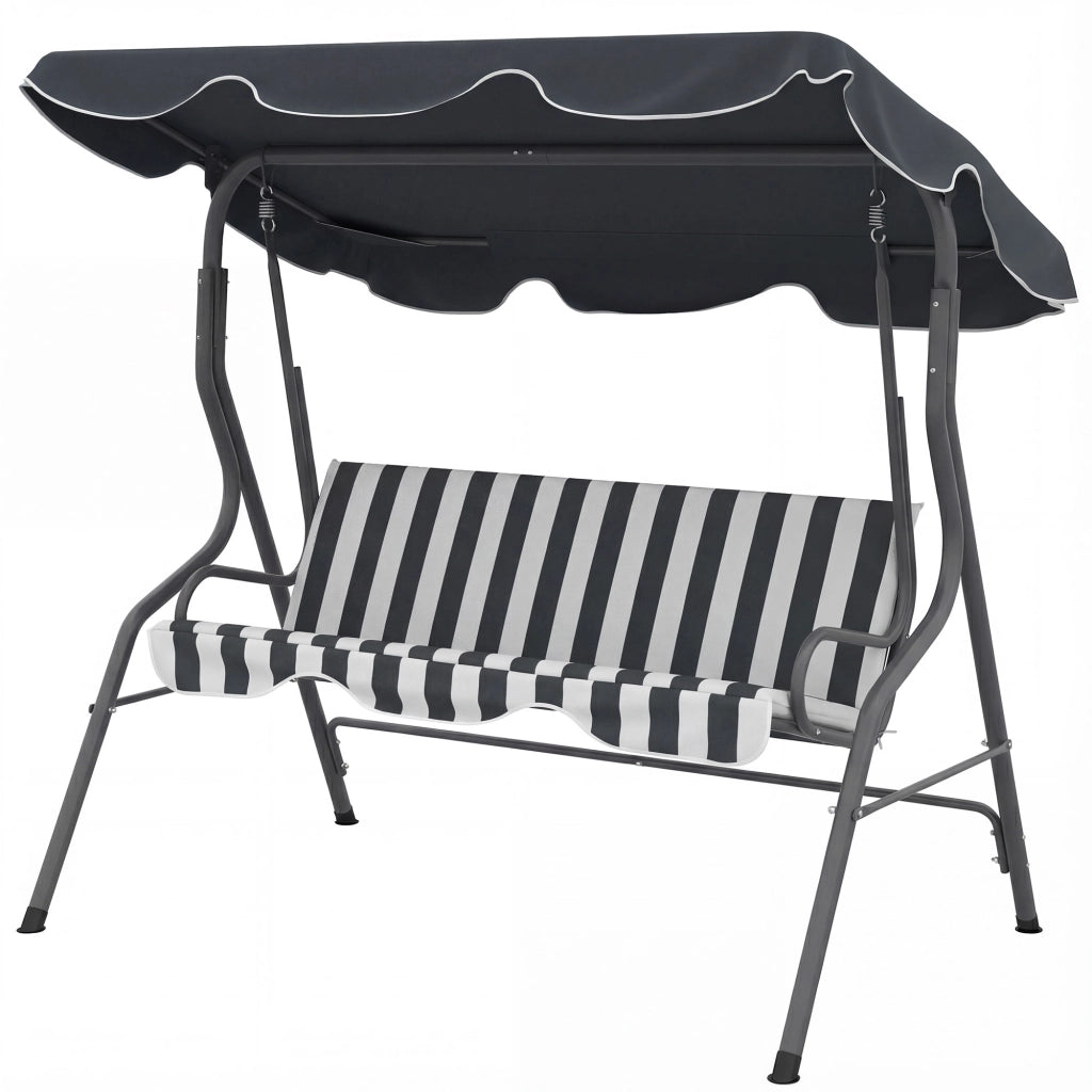 Divano da Giardino 3 Posti con Cuscini ¨C Minimal ¨C Grigio, Bianco