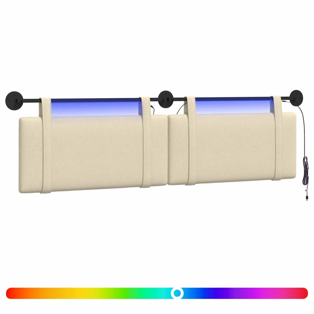 Testiera sospesa Con luce LED Crema Tessuto 3424004
